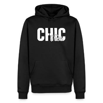Sehr schick - Männer Premium Bio Hoodie - Schwarz - Vorne - Nico (187cm)