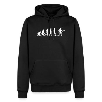 Evolution Feuerwehrmann weiß - Männer Premium Bio Hoodie - Schwarz - Vorne - Nico (187cm)