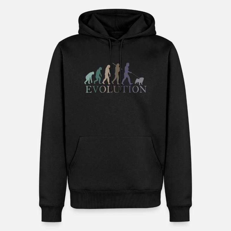 DIE EVOLUTION DES MOPSES - Männer Premium Bio Hoodie - Schwarz