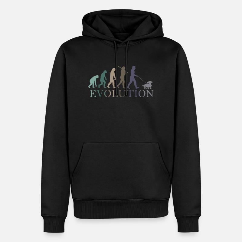 EVOLUTION DES RETRO-DACKELS - Männer Premium Bio Hoodie - Schwarz