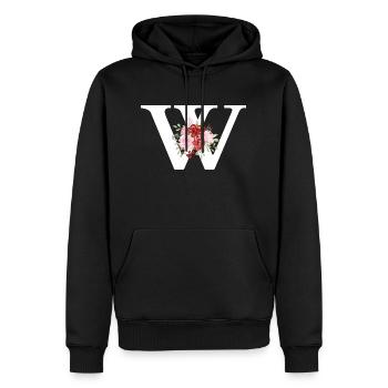 Buchstabe w floral rot - Männer Premium Bio Hoodie - Schwarz - Vorne - Nico (187cm)