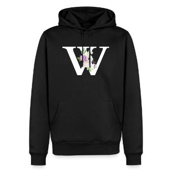 Lila floraler Buchstabe w - Männer Premium Bio Hoodie - Schwarz - Vorne - Nico (187cm)