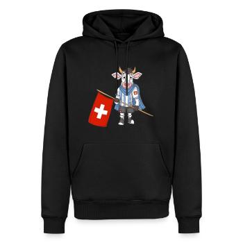 Schweiz Kuh / Schweizer Fans - Männer Premium Bio Hoodie - Schwarz - Vorne - Nico (187cm)