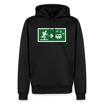 Ausstieg zum Drum-Sound - Männer Premium Bio Hoodie - Schwarz - Vorne - Nico (187cm)