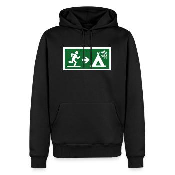 exit to camp - Men’s Premium Organic Hoodie - black - Front - Nico (187cm)