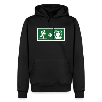 exit to meditate - Men’s Premium Organic Hoodie - black - Front - Nico (187cm)