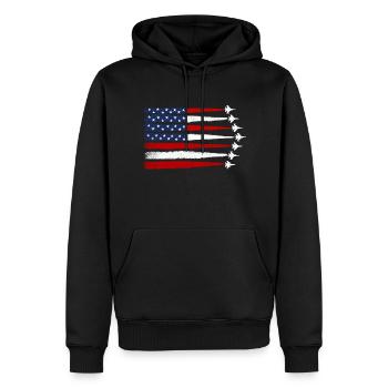 Patriotic Fighter Jets - USA Flag 4th of July - Men’s Premium Organic Hoodie - black - Front - Nico (187cm)