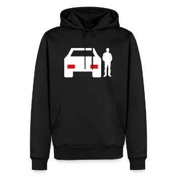 Voiture - Sweat à capuche Premium bio Homme - noir - Devant - Nico (187cm)