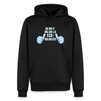 JGA_thumbs_ich heirate - Männer Premium Bio Hoodie - Schwarz - Vorne - Nico (187cm)