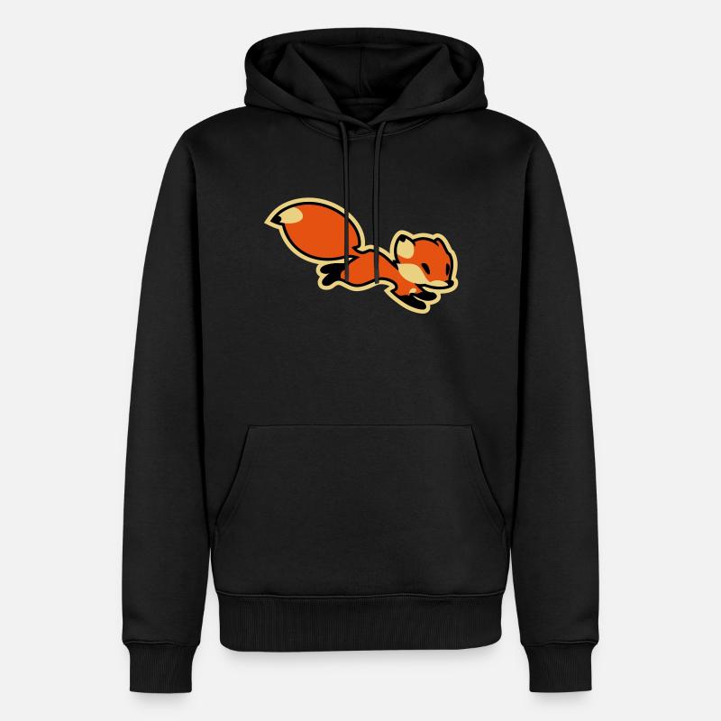 Fox - Männer Premium Bio Hoodie - Schwarz
