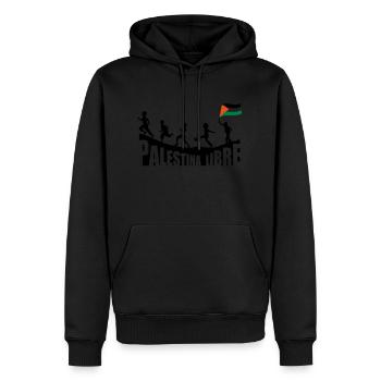 Palestine libre - Sweat à capuche Premium bio Homme - noir - Devant - Nico (187cm)
