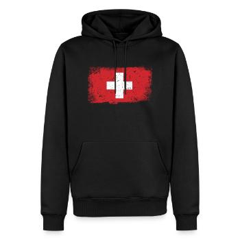 Schweiz Flagge - Männer Premium Bio Hoodie - Schwarz - Vorne - Nico (187cm)