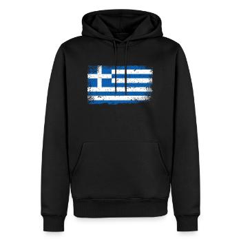 Drapeau de la grèce - Sweat à capuche Premium bio Homme - noir - Devant - Nico (187cm)