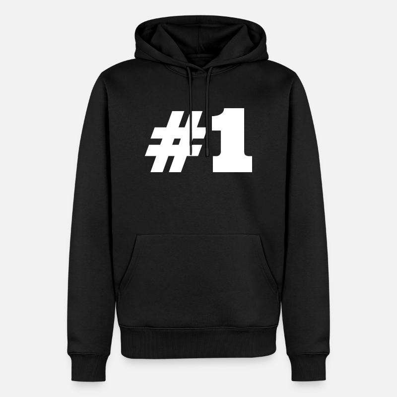 #1 Nummer 1 - Männer Premium Bio Hoodie - Schwarz