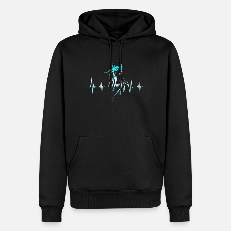 Herzfrequenz Pferd - Männer Premium Bio Hoodie - Schwarz