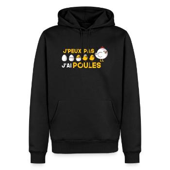 je peux pas j ai poule Ferme Poule Humour Cadeau - Sweat à capuche Premium bio Homme - noir - Devant - Nico (187cm)