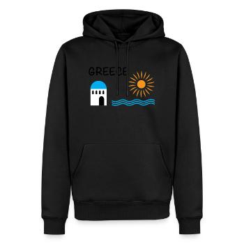 Grèce - Sweat à capuche Premium bio Homme - noir - Devant - Nico (187cm)