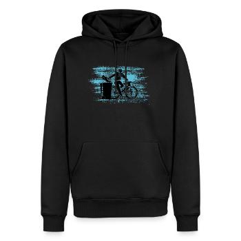 Vélo au lieu de voiture - Sweat à capuche Premium bio Homme - noir - Devant - Nico (187cm)