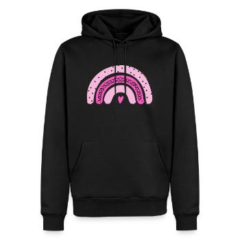 Rosa Regenbogen mit Herz - Männer Premium Bio Hoodie - Schwarz - Vorne - Nico (187cm)