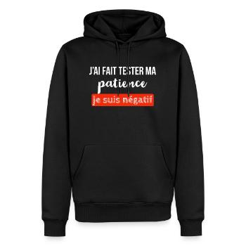 Je fait teste ma patience je suis négatif - Sweat à capuche Premium bio Homme - noir - Devant - Nico (187cm)