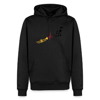 Notes Heartbeat Trompette - Sweat à capuche Premium bio Homme - noir - Devant - Nico (187cm)
