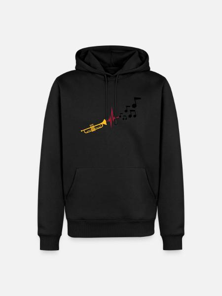 Notes Heartbeat Trumpet - Men’s Premium Organic Hoodie - black