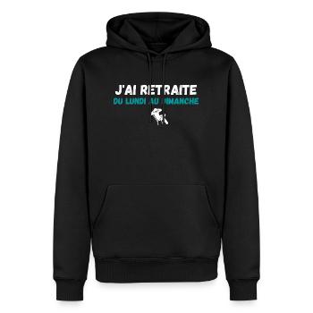 j'ai retraite du lundi au vendredi - Sweat à capuche Premium bio Homme - noir - Devant - Nico (187cm)