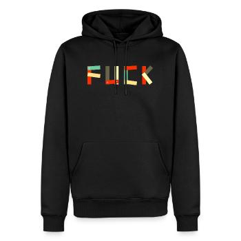 Texte Fuck - Sweat à capuche Premium bio Homme - noir - Devant - Nico (187cm)
