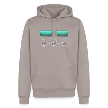 tone controls - Men’s Premium Organic Hoodie - taupe - Front - Nico (187cm)