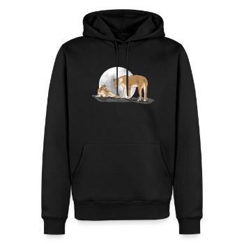 Famille lions - Sweat à capuche Premium bio Homme - noir - Devant - Nico (187cm)