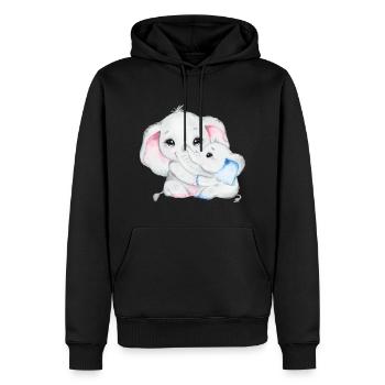 Elephant Family Mama Baby T-Shirt - Sweat à capuche Premium bio Homme - noir - Devant - Nico (187cm)