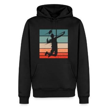 Badminton Player Jump Smash - Men’s Premium Organic Hoodie - black - Front - Nico (187cm)