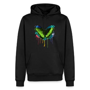Schmetterling bunt regenbogen fly von Mrs Erdnuss - Männer Premium Bio Hoodie - Schwarz - Vorne - Nico (187cm)
