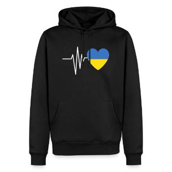 Ukraine Lover Heartbeat - Men’s Premium Organic Hoodie - black - Front - Nico (187cm)