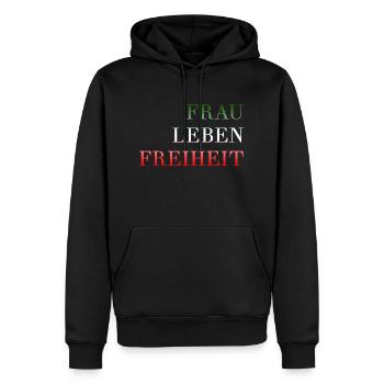 Frau Leben Freiheit Iran - Männer Premium Bio Hoodie - Schwarz - Vorne - Nico (187cm)
