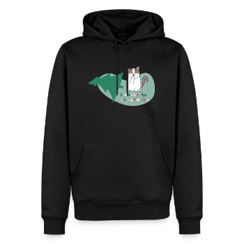 Pfotschafter Christmas - Cat and Christmas tree - Men’s Premium Organic Hoodie - black - Front - Nico (187cm)