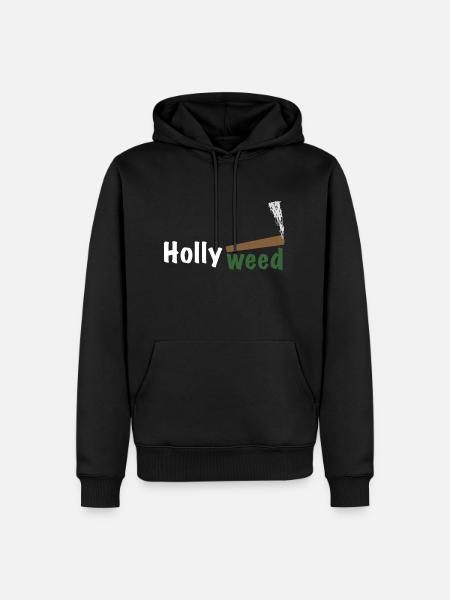 HollyWeed white - Männer Premium Bio Hoodie - Schwarz