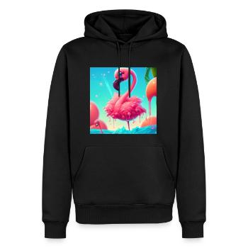 Flamingo Cartoon - Männer Premium Bio Hoodie - Schwarz - Vorne - Nico (187cm)