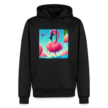 Lustiger Cartoon Flamingo - Männer Premium Bio Hoodie - Schwarz - Vorne - Nico (187cm)