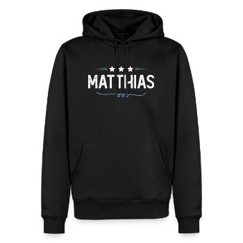 Matthias - Sweat à capuche Premium bio Homme - noir - Devant - Nico (187cm)