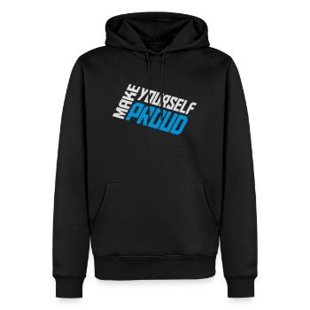 make yourself proud Zitat - Männer Premium Bio Hoodie - Schwarz - Vorne - Nico (187cm)
