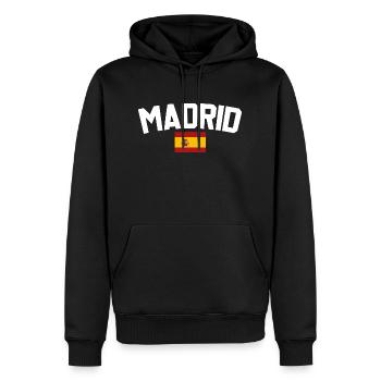 Madrid - Männer Premium Bio Hoodie - Schwarz - Vorne - Nico (187cm)