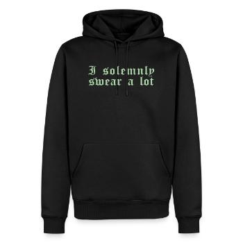 Drôle de dicton: Je jure solennellement beaucoup - Sweat à capuche Premium bio Homme - noir - Devant - Nico (187cm)