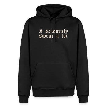 Drôle de dicton: Je jure solennellement beaucoup - Sweat à capuche Premium bio Homme - noir - Devant - Nico (187cm)