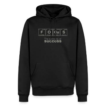 Slogan d’entreprise : Les éléments du succès - FOCUS - Sweat à capuche Premium bio Homme - noir - Devant - Nico (187cm)