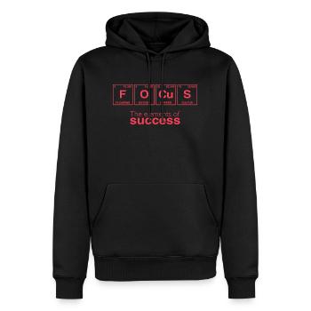 Dictons de bureau: Les éléments du succès - FOCUS - Sweat à capuche Premium bio Homme - noir - Devant - Nico (187cm)