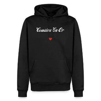 cousine en or - Sweat à capuche Premium bio Homme - noir - Devant - Nico (187cm)