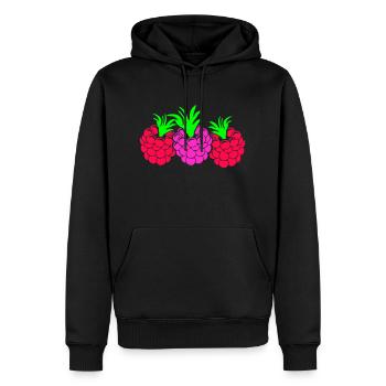 Himbeeren - Männer Premium Bio Hoodie - Schwarz - Vorne - Nico (187cm)