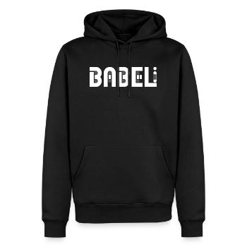 Babeli Logo BLANC - Sweat à capuche Premium bio Homme - noir - Devant - Nico (187cm)