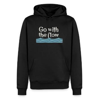 Go with the flow - Männer Premium Bio Hoodie - Schwarz - Vorne - Nico (187cm)